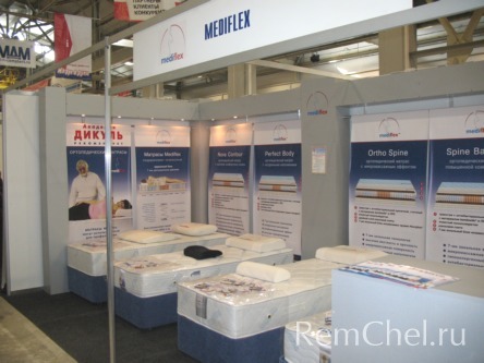 Компания «Mediflex» представила на выставке товары для сна матрасы, подушки «Mediflex», при производстве которых учитывались результаты новейших исследований, мнения специалистов, занимающихся проблемами позвоночника. Инновационные материалы и техноло